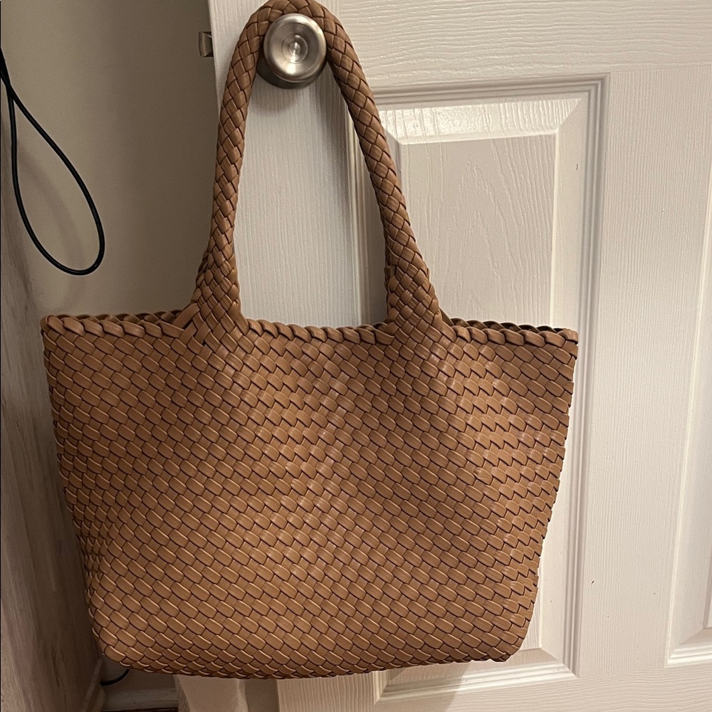 Chic Tan Woven Tote Bag